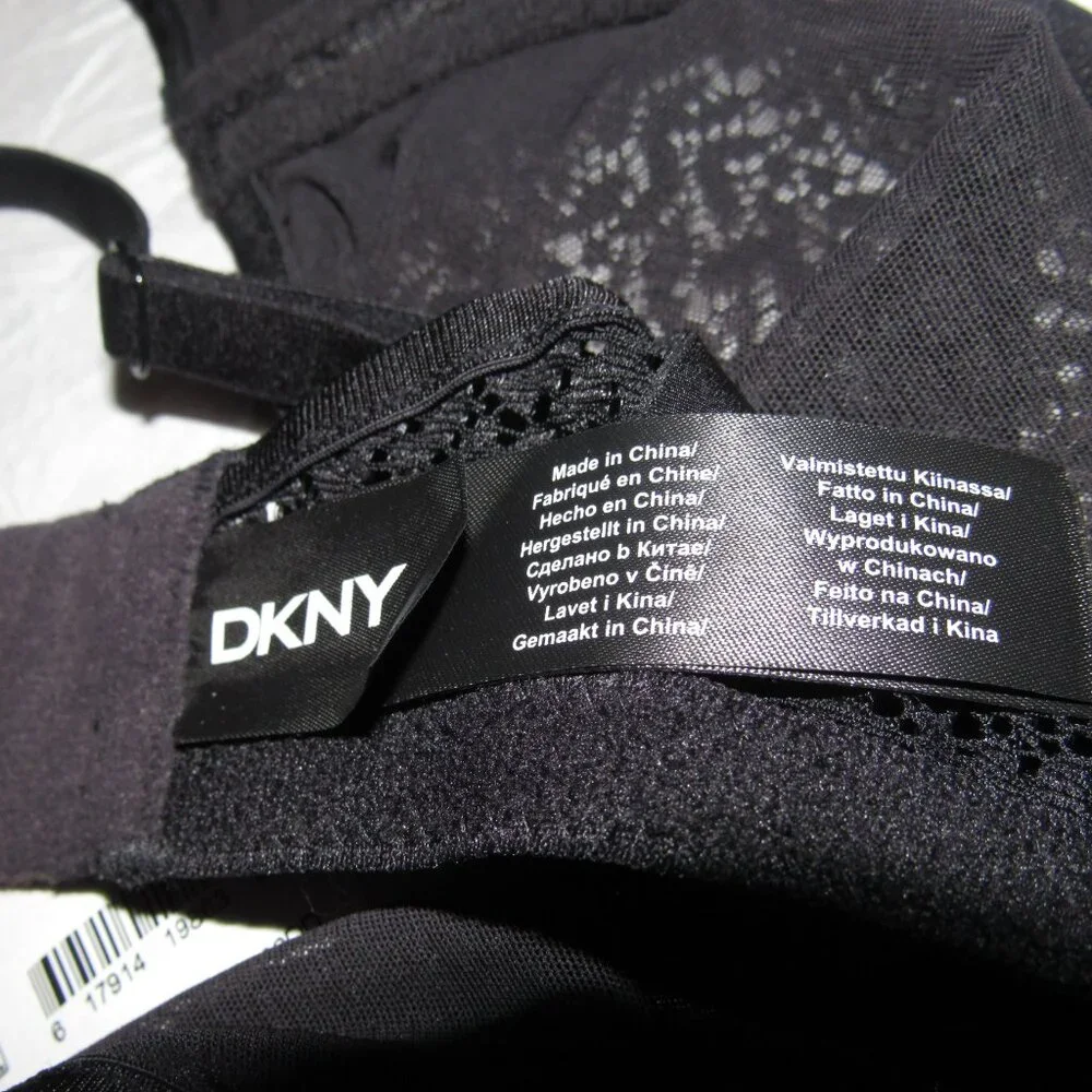 NWT DKNY Modern Lace Unlined Demi Bra 32DD Black Sheer Mesh Underwire - Picture 7 of 9